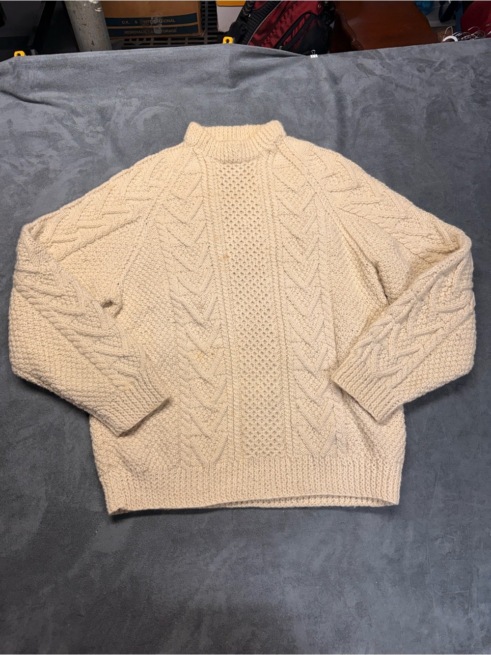 100% Irish Wool Cable-Knit Fisherman Sweater - Men XL